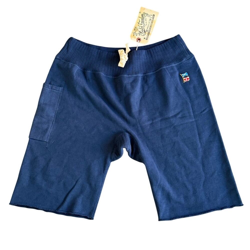 Mister Freedom Solid Sweatpants Cut Off Shorts Prussian Blue Mens Medium NEW